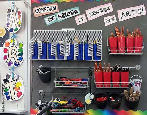 Art classroom supply wall