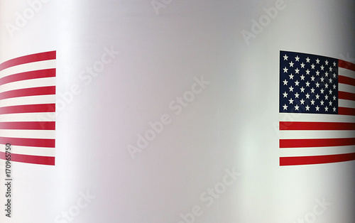 American flag round half on each side white