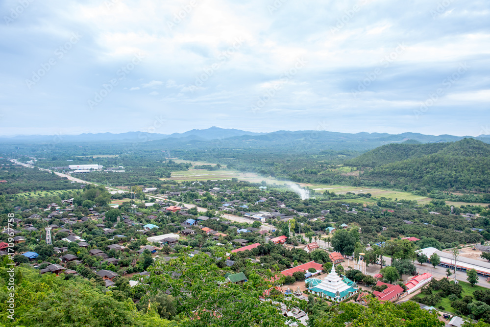 City view at temple in Lamphun, Thailand.