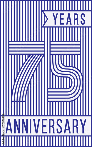 75 years anniversary logo. Vector and illustration. Line art anniversary design template. 