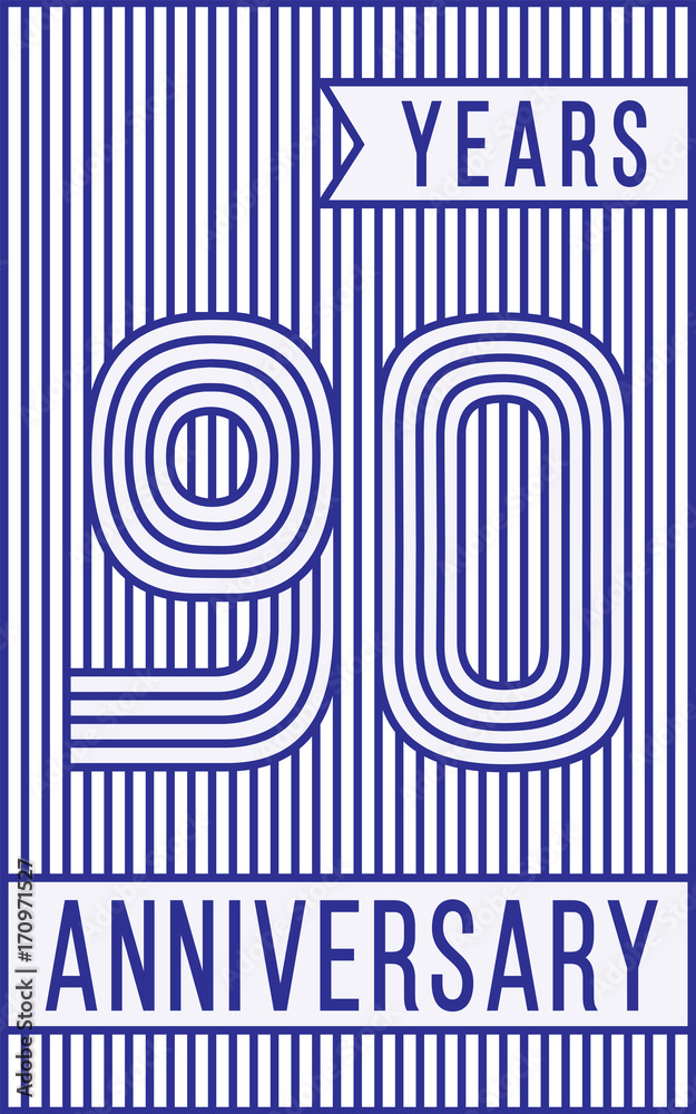 90 years anniversary logo. Vector and illustration. Line art anniversary design template. 90 years anniversary logo. Vector and illustration. Line art anniversary design template.