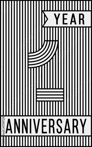 1 year anniversary logo. Vector and illustration. Line art anniversary design template.