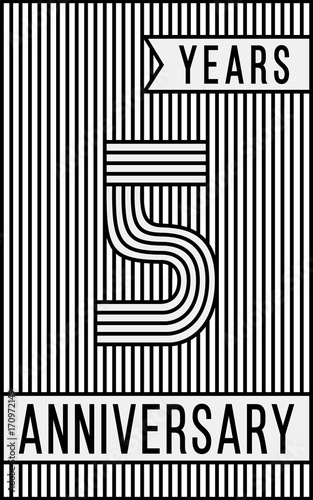 5 years anniversary logo. Vector and illustration. Line art anniversary design template.