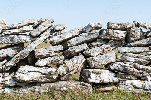 Old limestone stone wall closeup