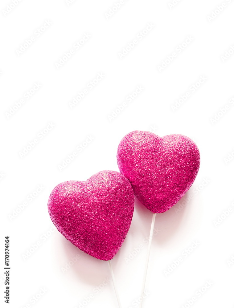 Two hearts isolated on a white background