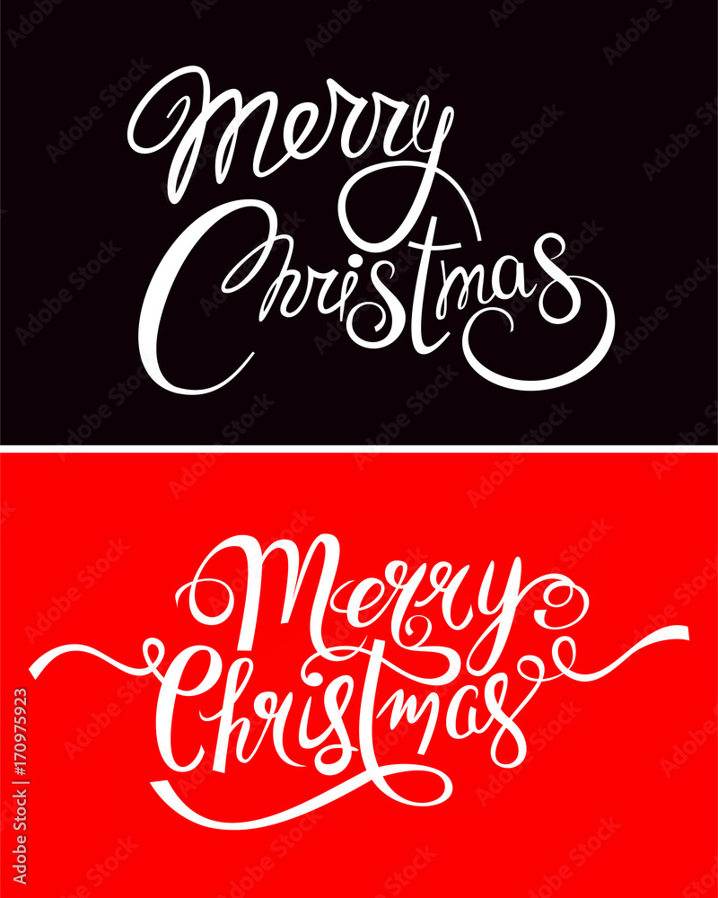 Merry Christmas set hand drawn lettering text vector illustration. Holiday xmas signs for postcards. 