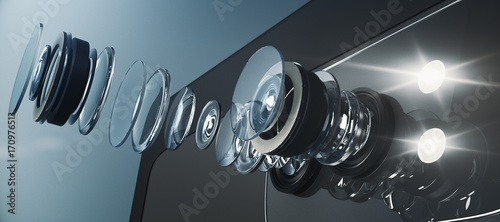 Obraz na plátne Disassembled smartphone camera, visual concept