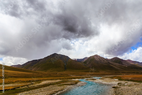 Mountain landscapes. Burkan River Valley. Kyrgyzstan