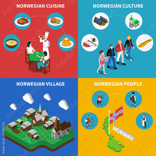 Fotografi NorwayTravel  Isometric 4  Icons Square