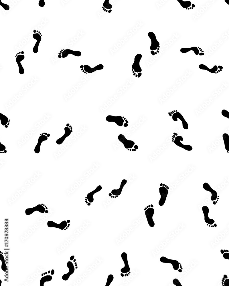 Seamless pattern with prints of human feet on a white background Seamless pattern with prints of human feet on a white background