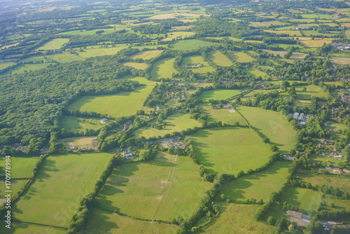 Aerial rural landscape near Gatwick Airport