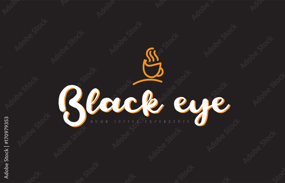 black eye word text logo with coffee cup symbol idea typography black eye word text logo with coffee cup symbol idea typography