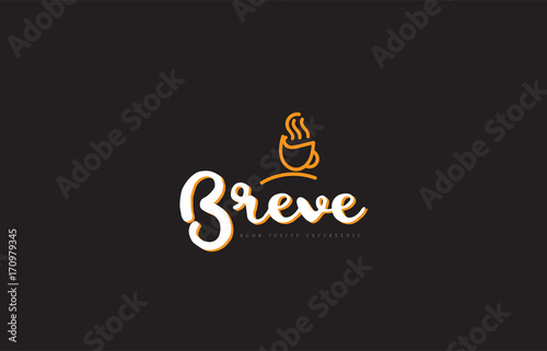 breve word text logo with coffee cup symbol idea typography