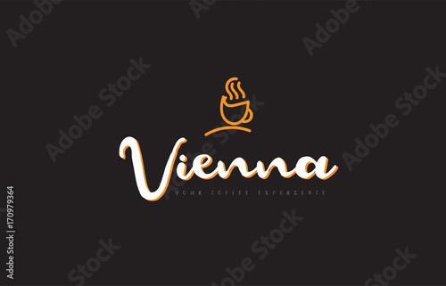 Canvas Print vienna word text logo with coffee cup symbol idea typography
