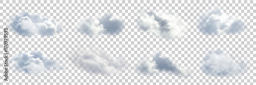 Obraz na plátně Vector set of realistic isolated cloud on the transparent background