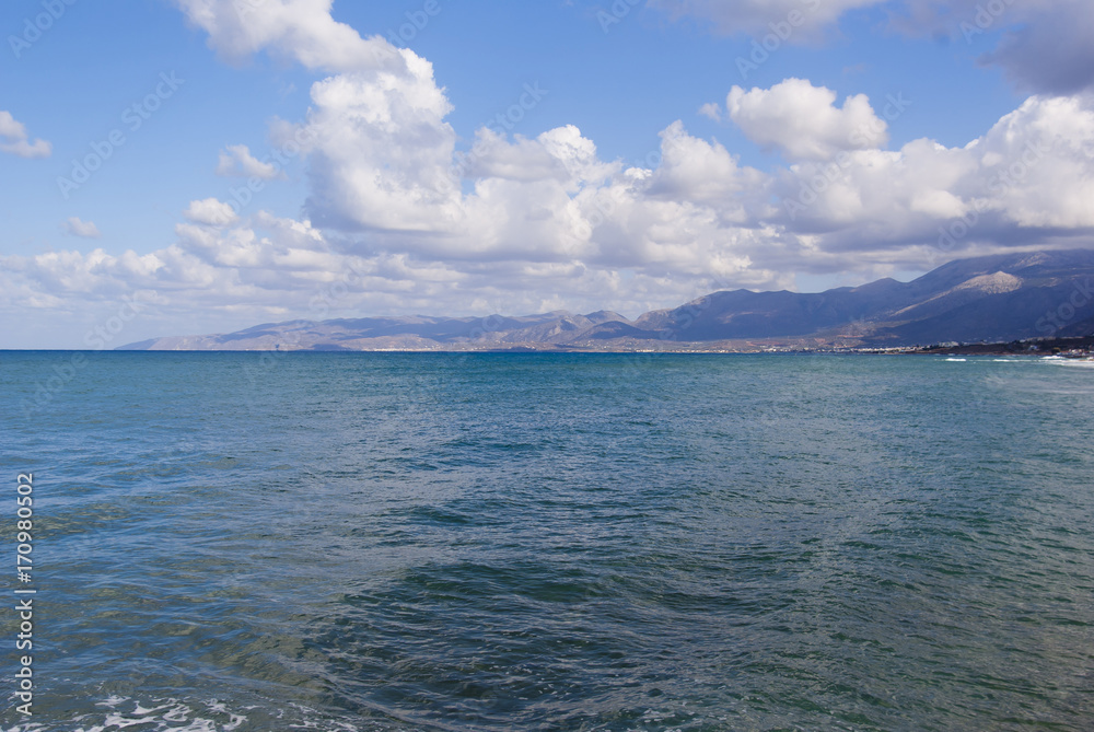 Seascape. The coast of Crete. Greece.