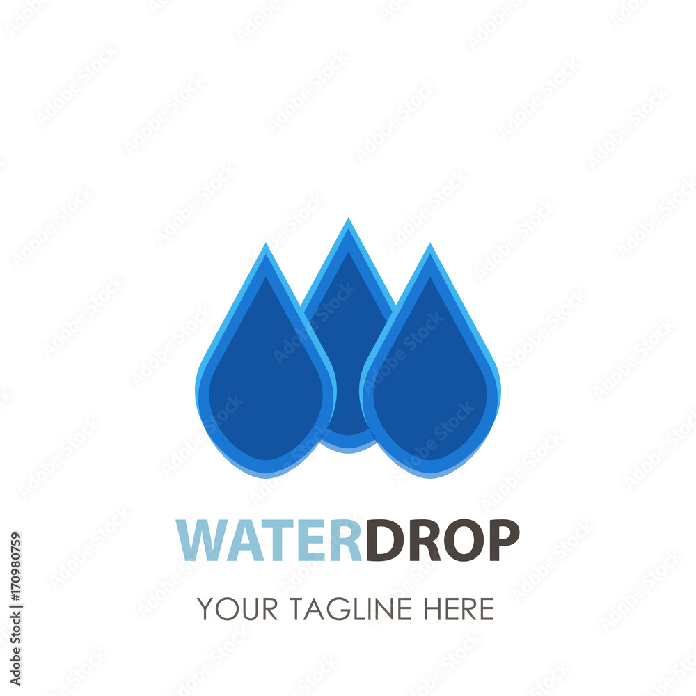 Water drop logo vector icon design clean aqua blue symbol nature liquid droplet sign