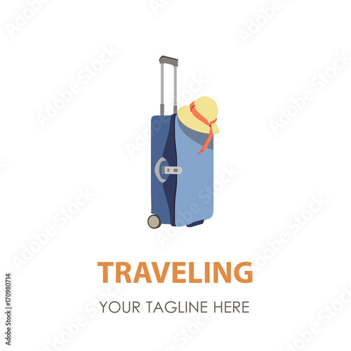 Suitcase logo travel icon vector illustration symbol bag design tourism business vacation