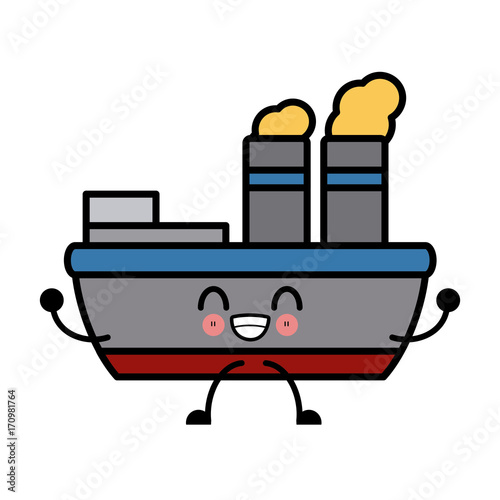 steam boat ship icon vector illustration graphi design kawaii cartoon