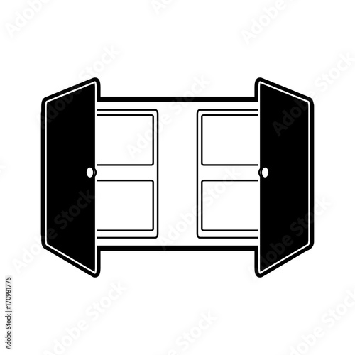 flat line moncromatic cupboard over white background  vector illustration
