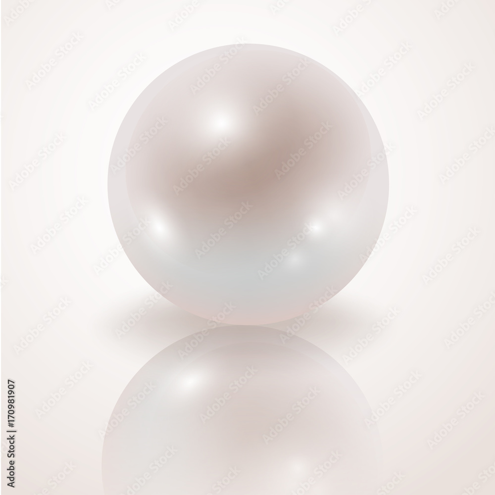 Pearl. White Pearl isolated on white background, decor, decoration Pearl. White Pearl isolated on white background, decor, decoration