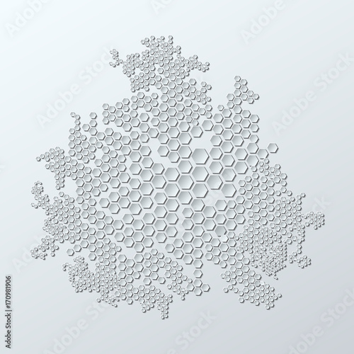 Vector Abstract Geometric Cellular Background. Trendy Hi-Tech Honeycomb Polygonal Mosaic Template Pattern. 
