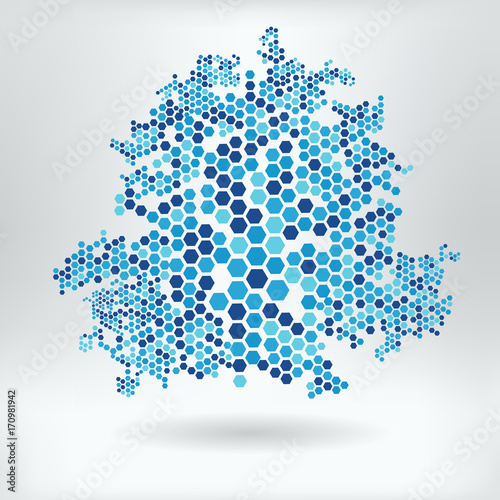 Vector Abstract Geometric Cellular Background. Trendy Hi-Tech Honeycomb Polygonal Mosaic Template Pattern. 

