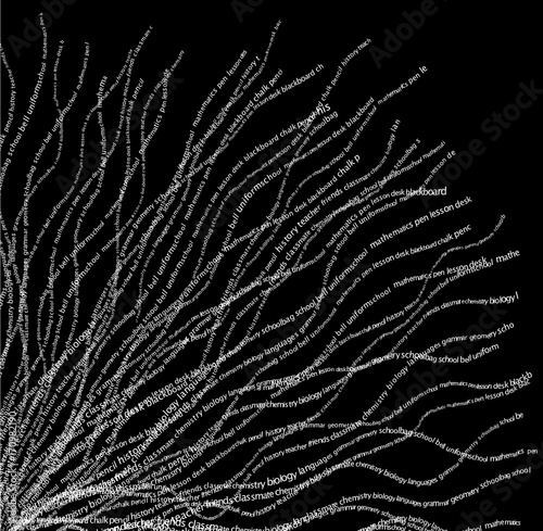 Fibrous Root School Tag Cloud. Teaching KeyWords. Generative Art  