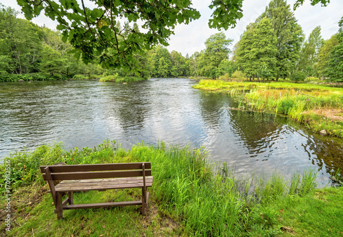 Wooden bench on Morrum river coast