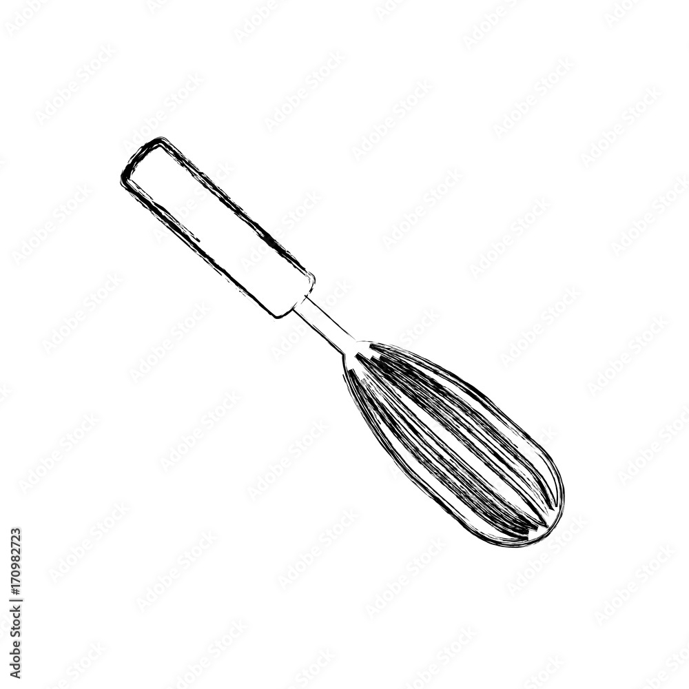 Obraz premium flat line uncolored whisk over white background vector illustration