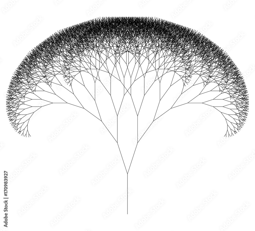 Flat Vector Computer Generated   L-system Fractal Tree - Generative Art  