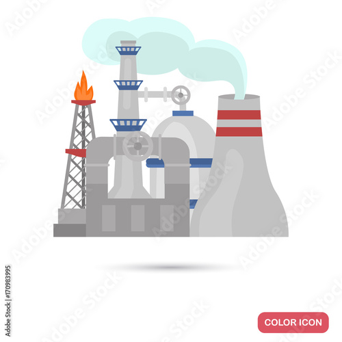 Oil refinery color flat icon