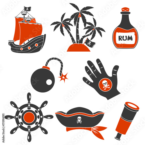 Pirates simple icons set