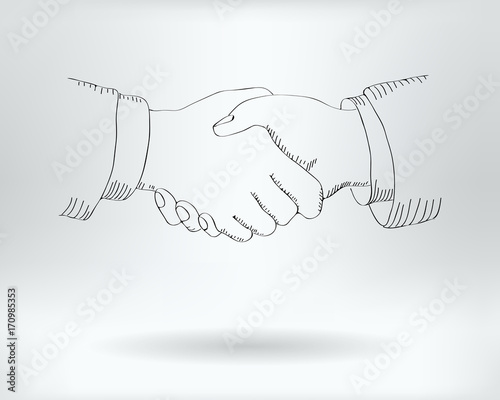 Drawing Handshake Icon  -  Handshaking  Concept -  Vector Illustration  