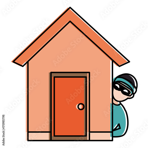 thief dangerous in the house avatar character vector illustration design