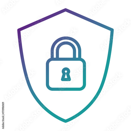 shield with safe padlock isolated icon vector illustration design