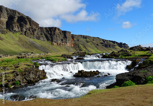 Flowing river in the south of Iceland