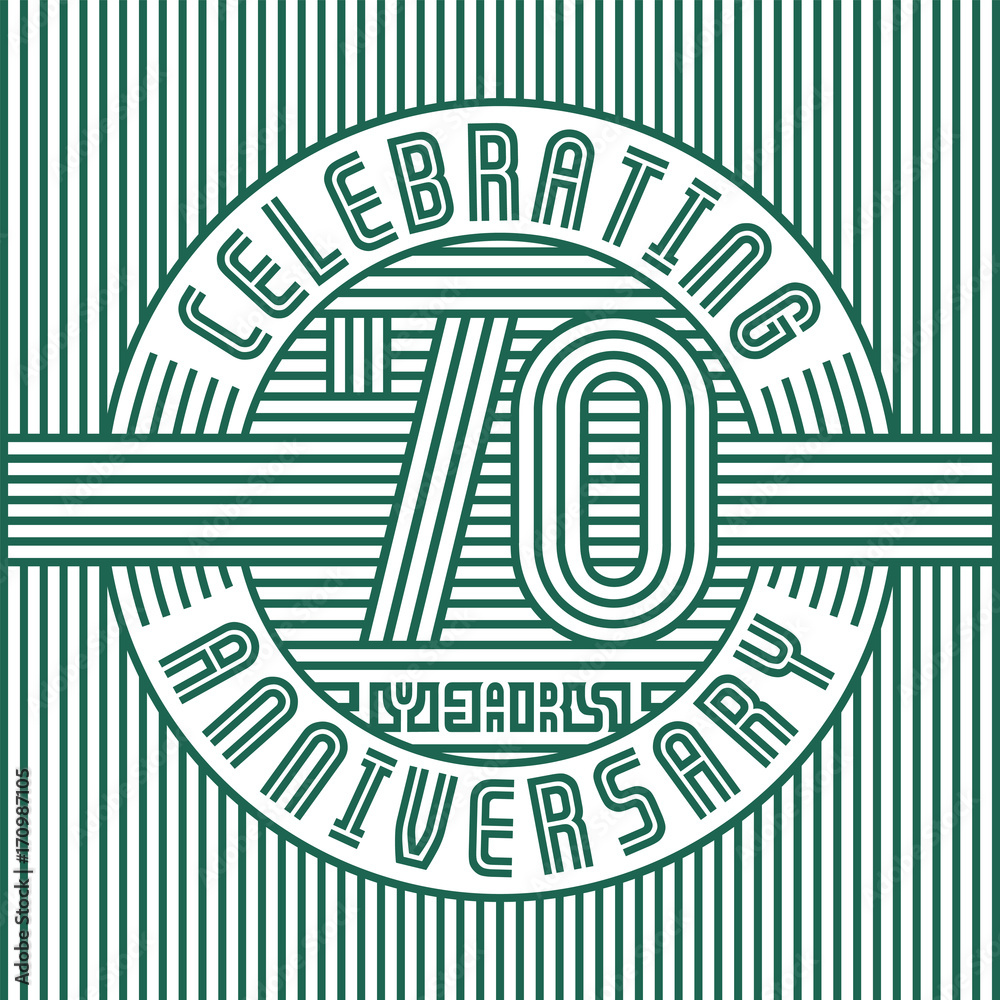 70 years anniversary logo. Vector and illustration. Line art anniversary design template.
70 years anniversary logo. Vector and illustration. Line art anniversary design template.