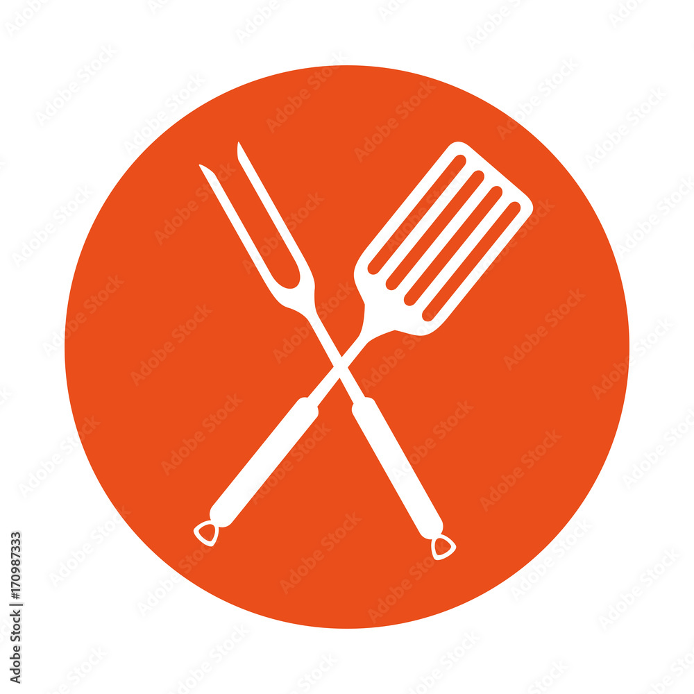 fork and spatula kitchen cutlery icon vector illustration design