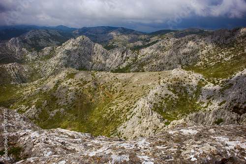 View from top of Tulove grede (part of Velebit mountain in Croatia) landscape