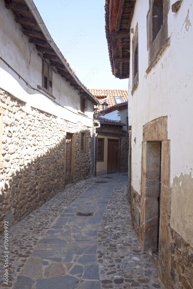 Narrow, stoned street in a spanish village, Potes