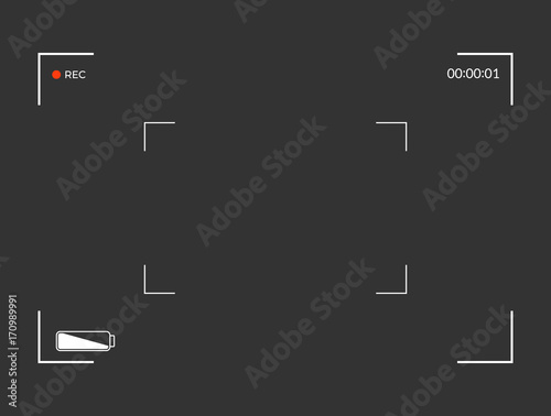 White and black viewfinder camera recording. Modern camera focusing screen. Vector illustration