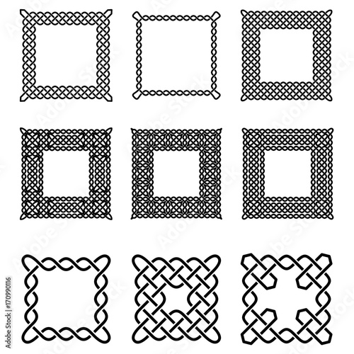 Set of Celtic Frames - Vector Ancient Pagan Scandinavian Sacred Knotwork Symbols