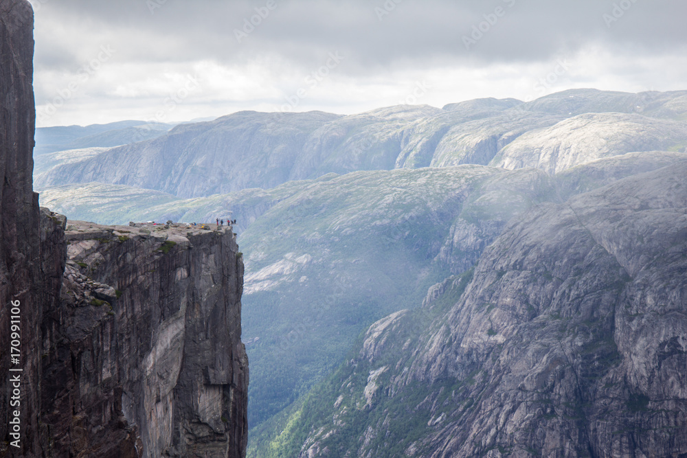 Aerial view of Lysefjorden from the mountain Kjerag, in Forsand municipality in Rogaland county, Norway.