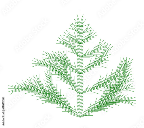 Flat Vector Computer Generated  L-system Branching Fractal  - Generative Art 
