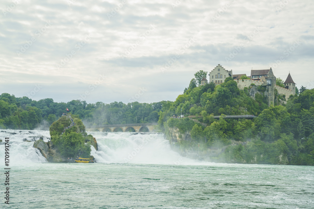 The biggest waterfall - Rhine Falls with Laufen Castle at Europe