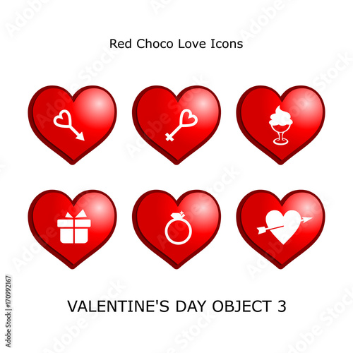 Wallpaper Mural Set Valentines Day Objects 3 Red Chocolate Love Icons Mobile User Interface Application and Web Designer Torontodigital.ca