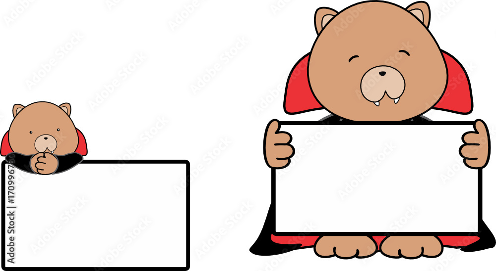 cute baby teddy bear cartoon halloween vampire costume singboard set in vector format cute baby teddy bear cartoon halloween vampire costume singboard set in vector format