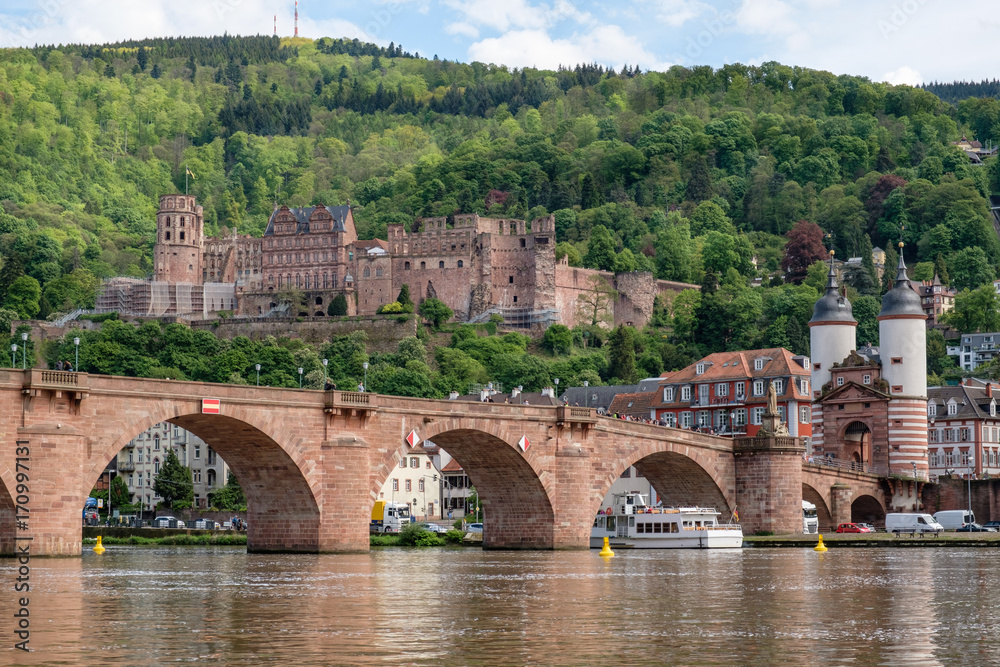Heidelberg castle and Carl-Theodor bridge, Germany. Heidelberg castle and Carl-Theodor bridge, Germany.