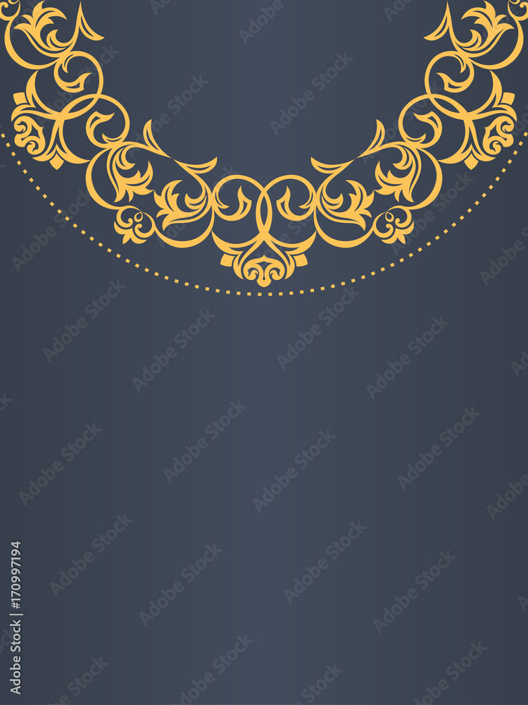 Greeting Card Background, Golden Frame, Floral Elements, Cirrus, Template 